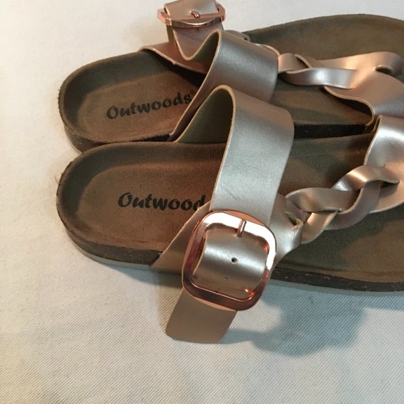 NWOT Outwoods Bork 67 Rose Gold Braided Sandals - Picture 3 of 7